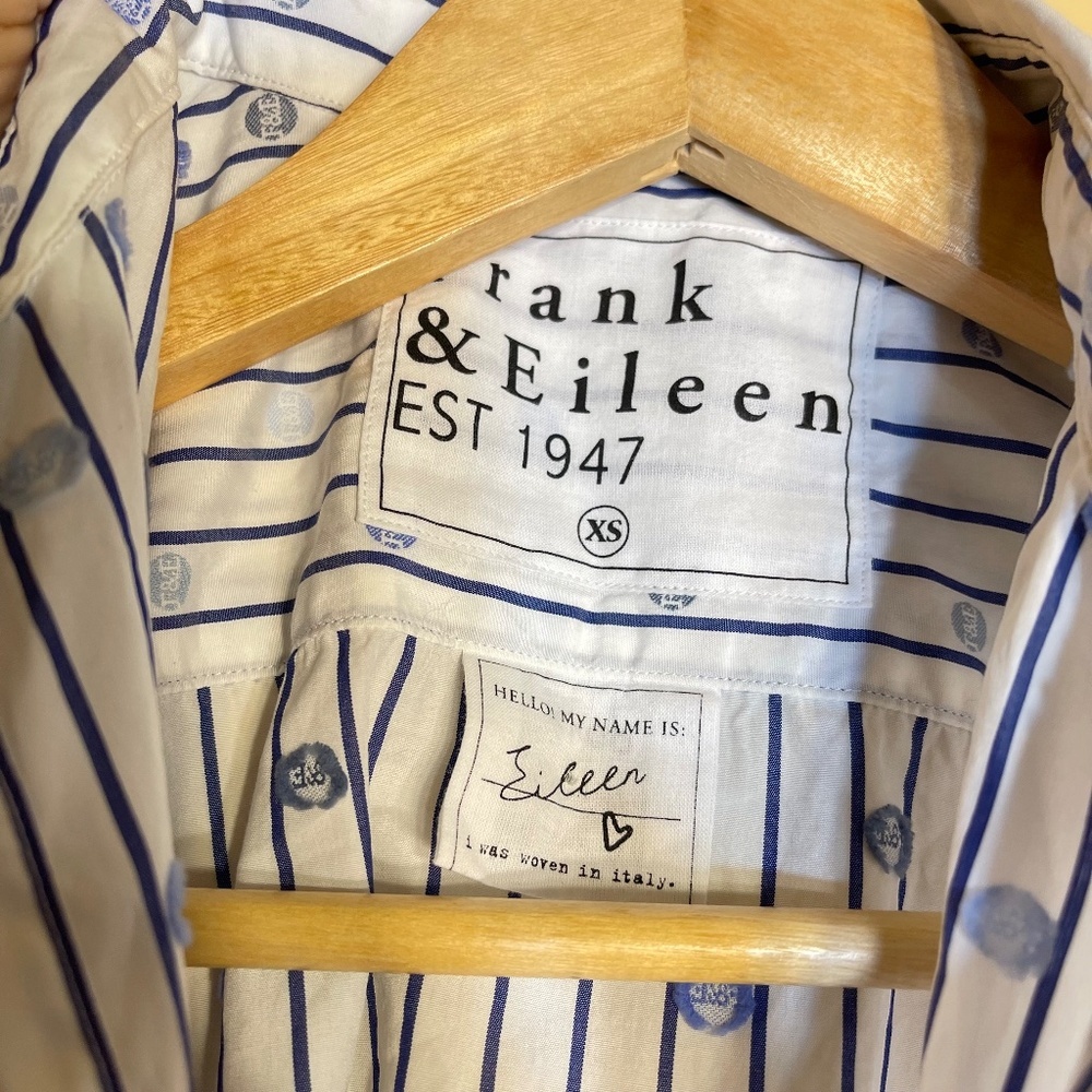 Frank & Eileen Blue and White Logo Striped Shirt - Picture 13 of 16
